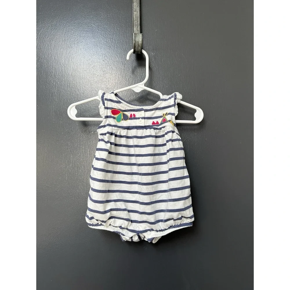 TEA Collection Floral Stripe Bubble Romper Outfit Size 0-3 Months